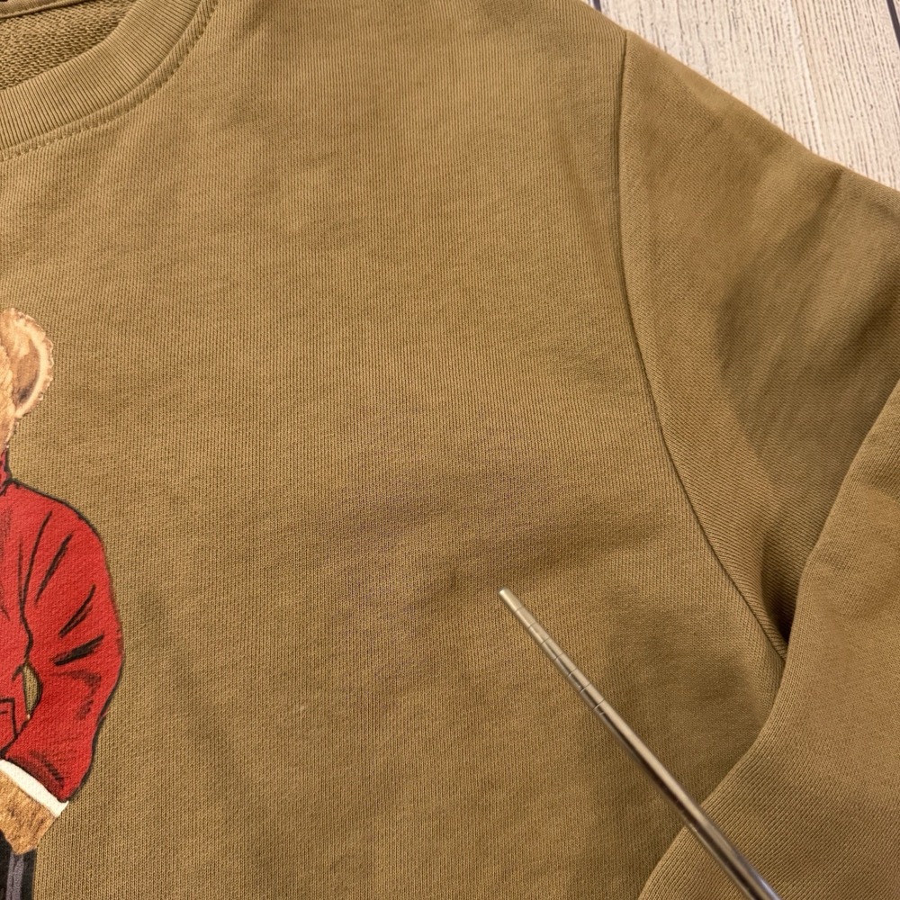 Polo by Ralph Lauren Kids Polo Bear Crewneck Sweatshirt - Olive with Red Bear - Picture 4 of 7